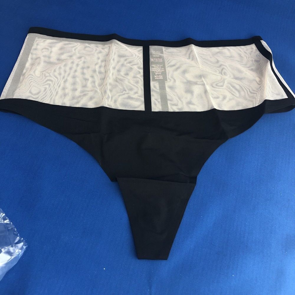 Mesh Beige Black  Sexy Size S High Waist Thong